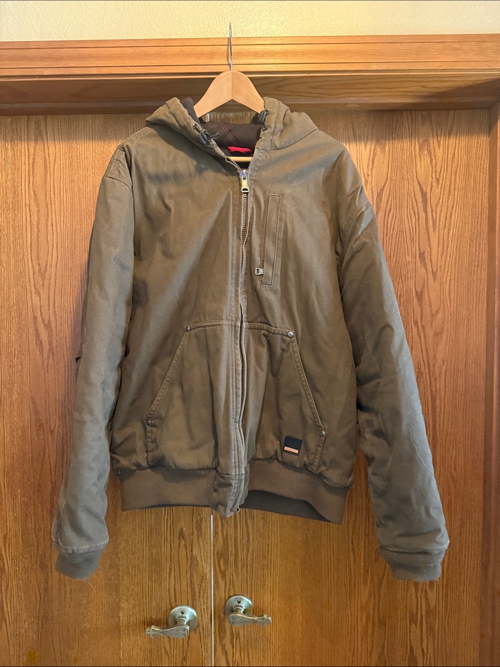 Men's Insulated Hooded Work Jacket - Brown